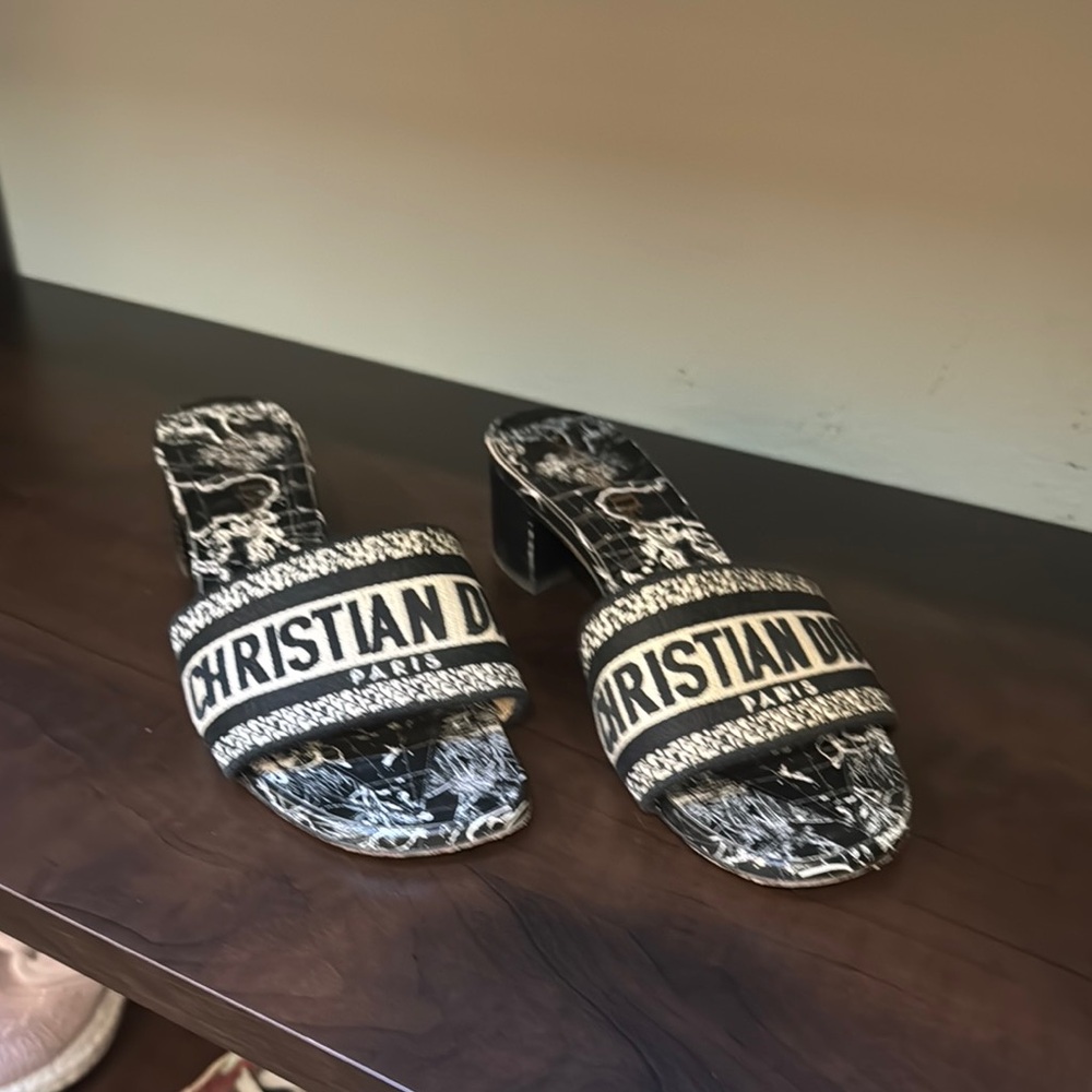 Christian Dior Black and White Slide Sandals